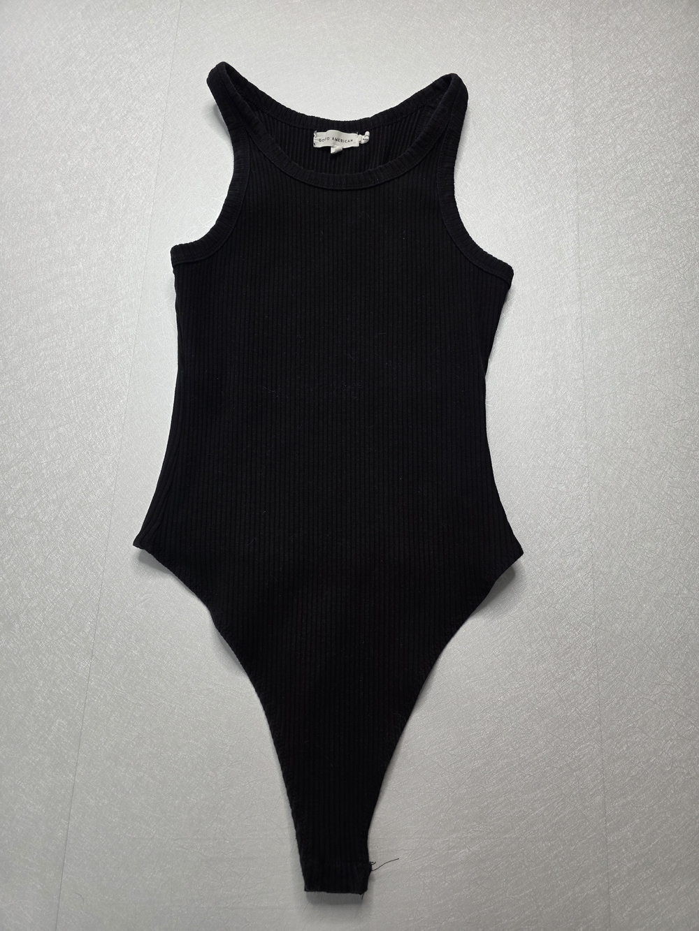 Good American Chunky Ribbed Tank Bodysuit, Black, size 2